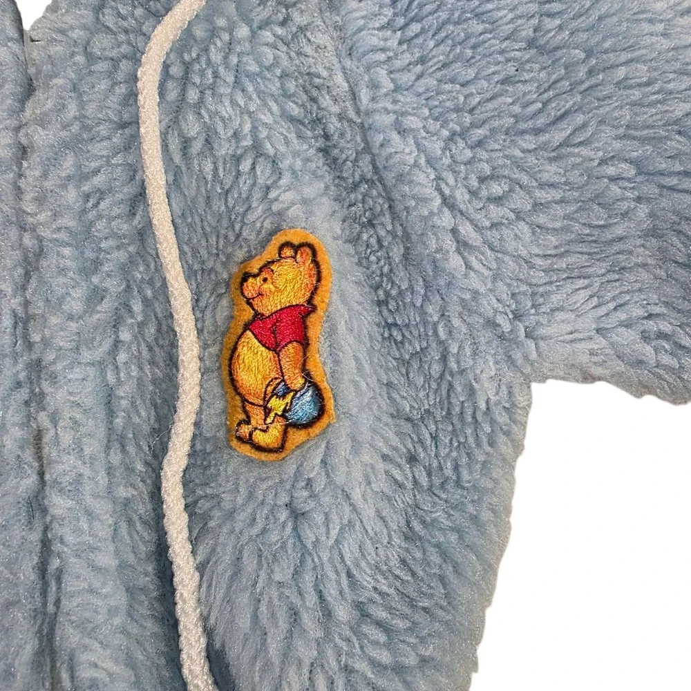 Vintage Disney Winnie The Pooh Baby Bunting‎ Fleece Footed Pajamas Blue Small
